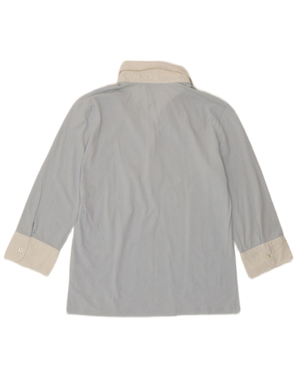 Fred Perry Polo à manches 3/4 pour femme UK 14 Large Bleu Colorblock Coton