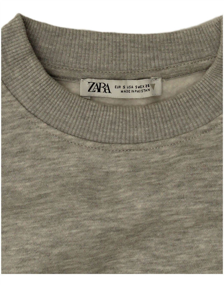 Zara Womens Crop Oversize Sweatshirt Jumper UK 10 Petit Gris Moucheté
