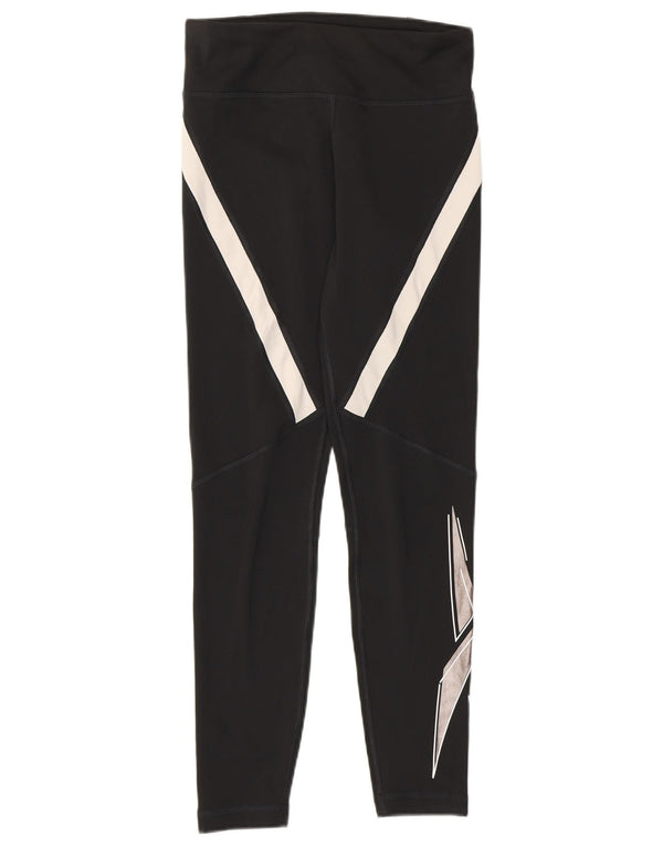 Reebok Legging Speed Wick Femme UK 8/10 Petit Noir Polyester Colorblock