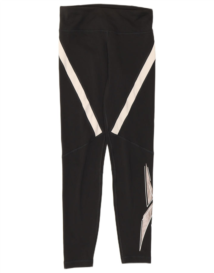 Reebok Legging Speed Wick Femme UK 8/10 Petit Noir Polyester Colorblock