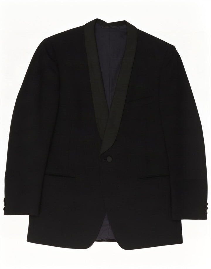 San Remo Veste blazer 1 bouton pour homme IT 50 Large laine vierge noire