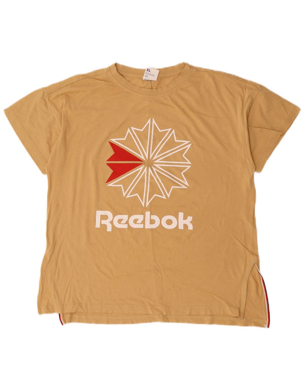 Reebok T-shirt graphique pour femme UK 20/22 XL Beige Coton