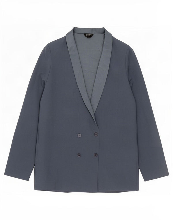 Topshop Veste Blazer Double Boutonnage Femme UK 10 Petit Bleu Polyester