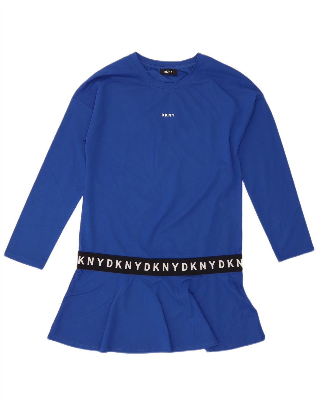Dkny Haut tunique graphique à manches longues pour femme UK 14 Bleu moyen Viscose