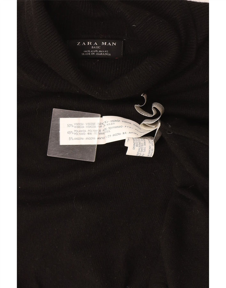 Zara Pull Col Roulé Homme XL Noir Viscose