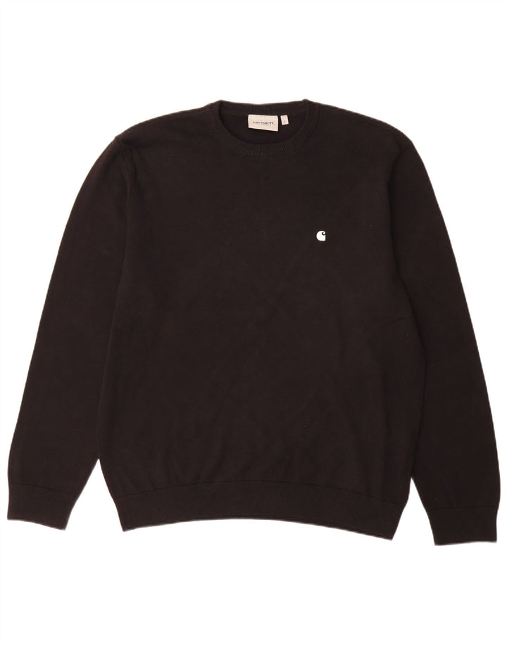 Carhartt Pull à col rond pour homme en coton noir Taille L