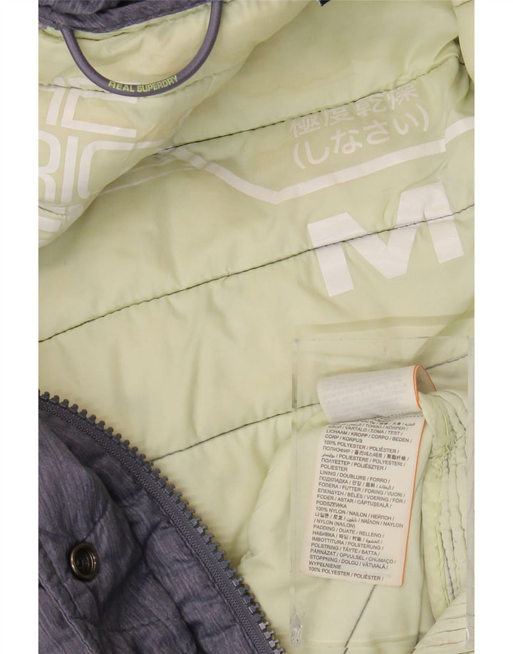 SUPERDRY Veste matelassée à capuche pour femme UK 12 Bleu marine moyen Polyester