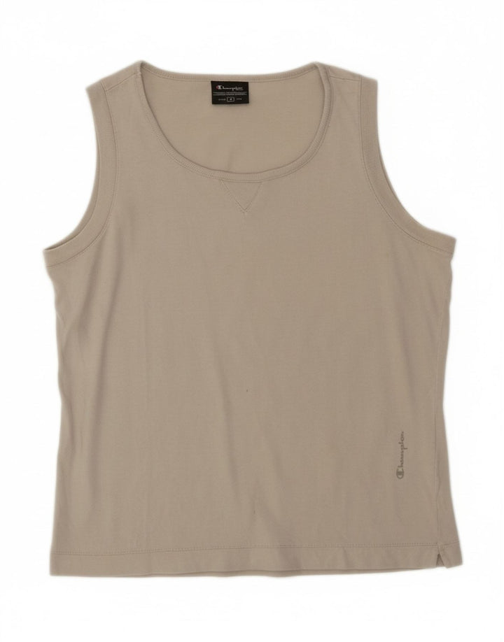 CHAMPION Womens Crop Vest Top UK 12 Medium Grey Cotton
