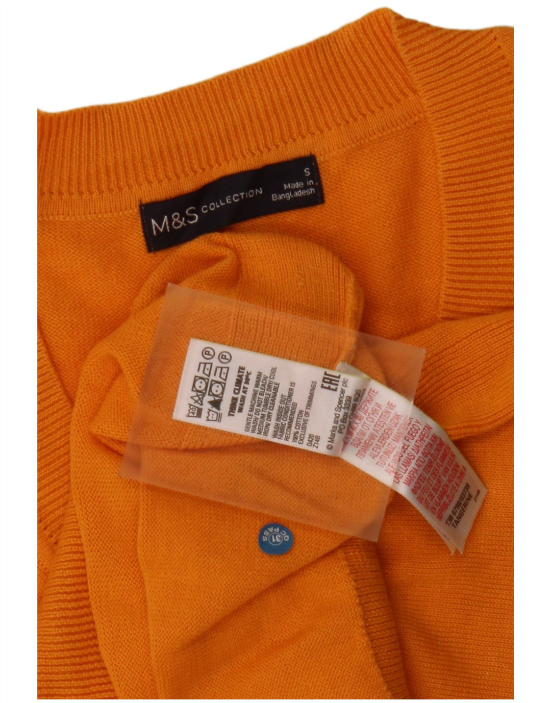 MARKS & SPENCER Womens Oversized V-Neck Jumper Sweater UK 10 Small Orange