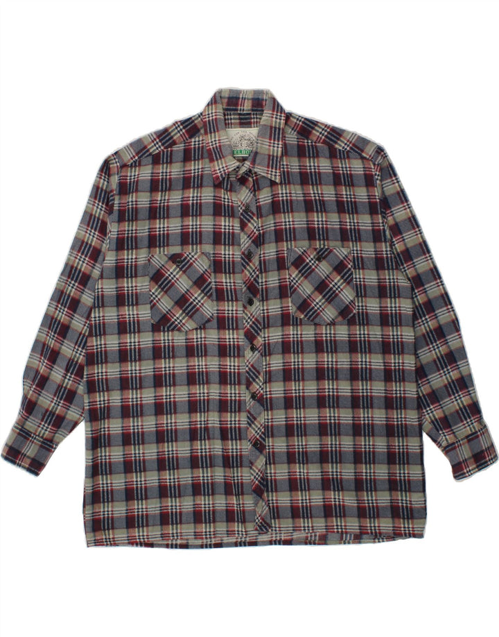 VINTAGE Mens Flannel Shirt Large Grey Check Cotton Vintage Vintage and Second-Hand Vintage from Messina Hembry 