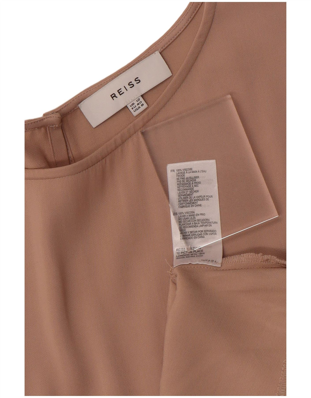 REISS Robe asymétrique pour femme UK 42 Viscose rose moyen