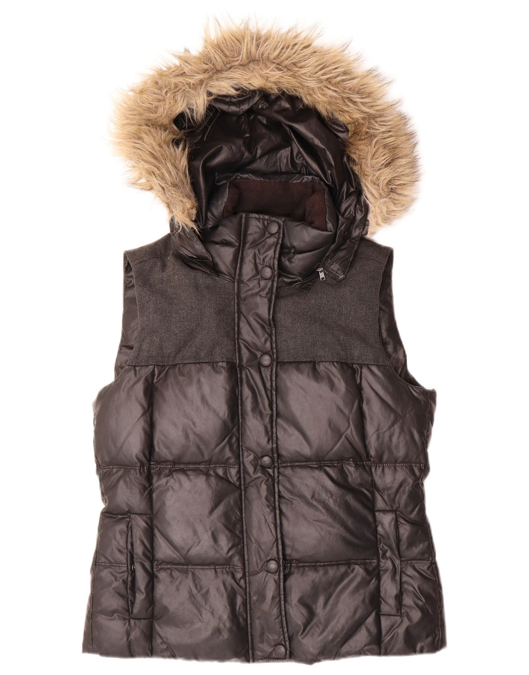 Esprit Gilet rembourré à capuche pour femme UK 10 Small Noir Polyester