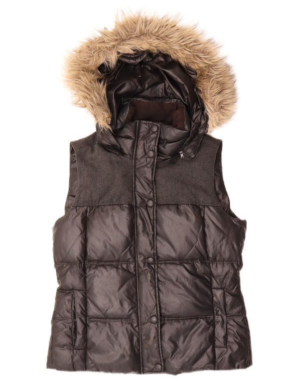 Esprit Gilet rembourré à capuche pour femme UK 10 Small Noir Polyester