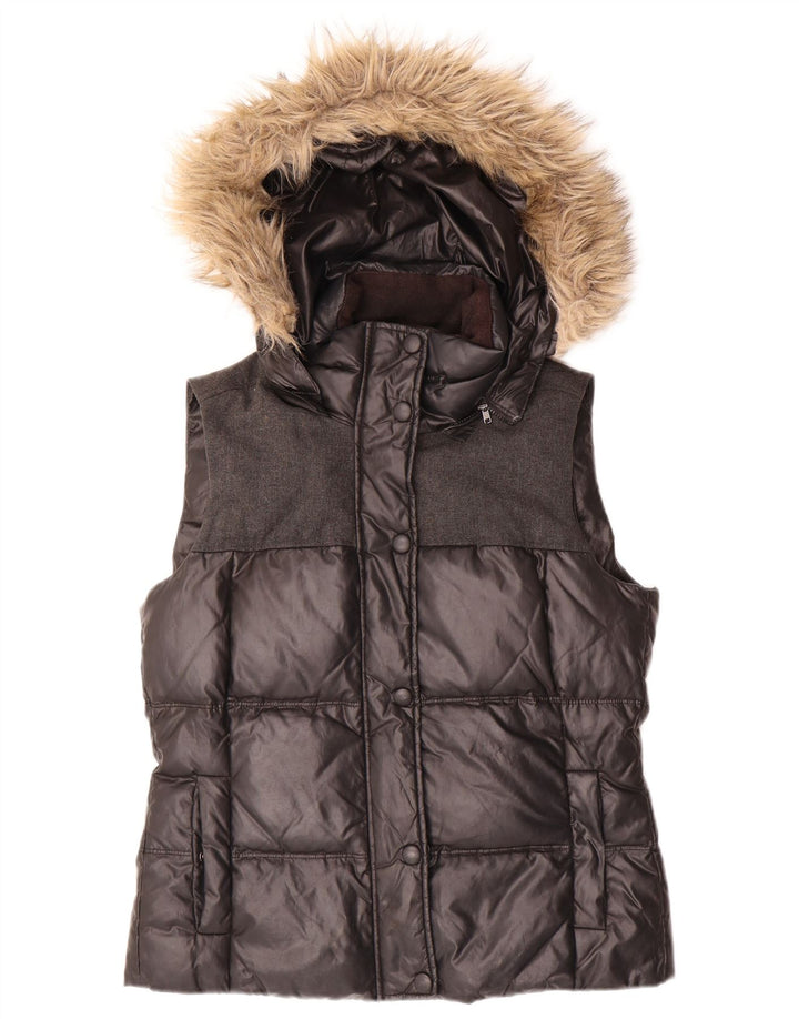 Esprit Gilet rembourré à capuche pour femme UK 10 Small Noir Polyester