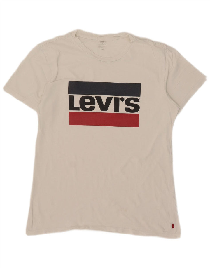 Levi's T-Shirt Graphique Femme UK 14 Blanc Moyen