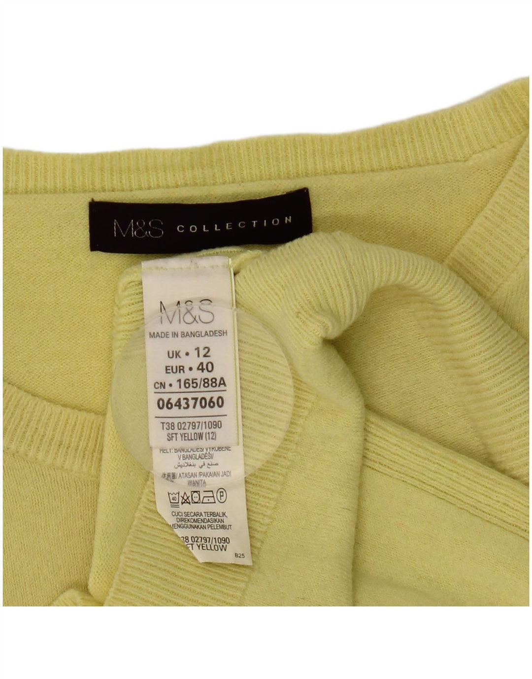 Marks & Spencer Pull à col rond pour femme UK 12 Jaune moyen