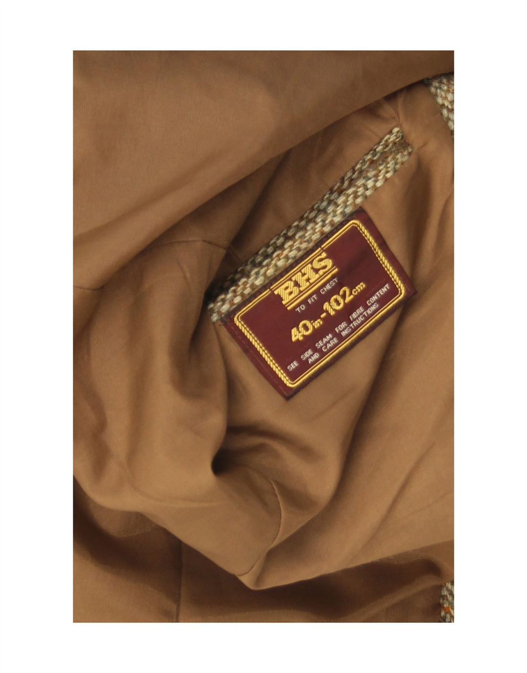 Harris Tweed Veste Blazer 2 Boutons pour Homme UK 40 Grande Laine à Chevrons Marron