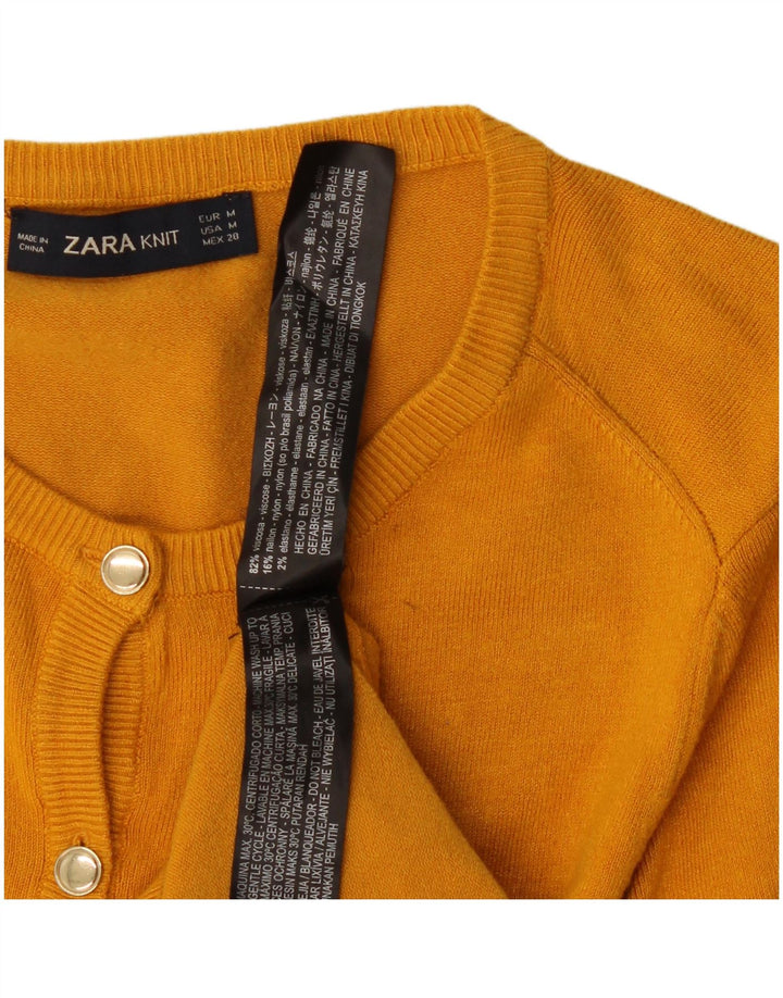 Zara Cardigan Femme Pull UK 12 Viscose Jaune Moyen