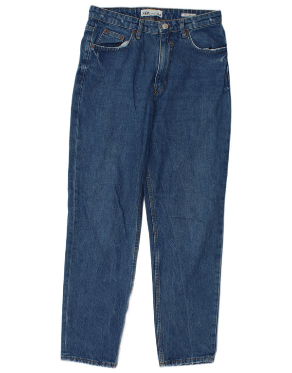 Zara Jean Mom taille haute fuselé pour femme EU 38 Small W28 L27 Bleu Coton
