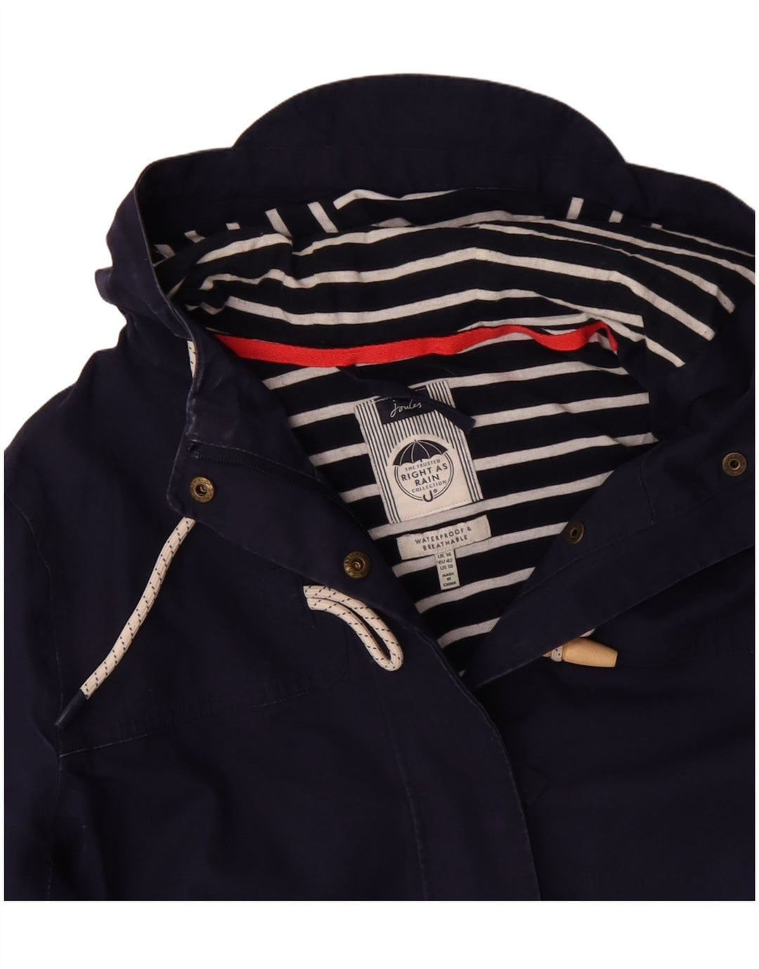 JOULES Manteau imperméable à capuche pour femme UK 44 Large Bleu marine Polyester