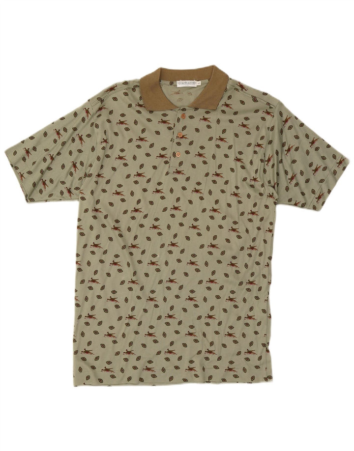 Cacharel Homme Polo Motif Abstrait Large Kaki Coton