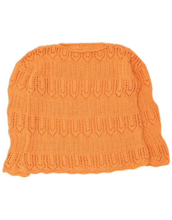 vintage Femmes Bateau Cou Jumper Pull UK 16 Grand Orange