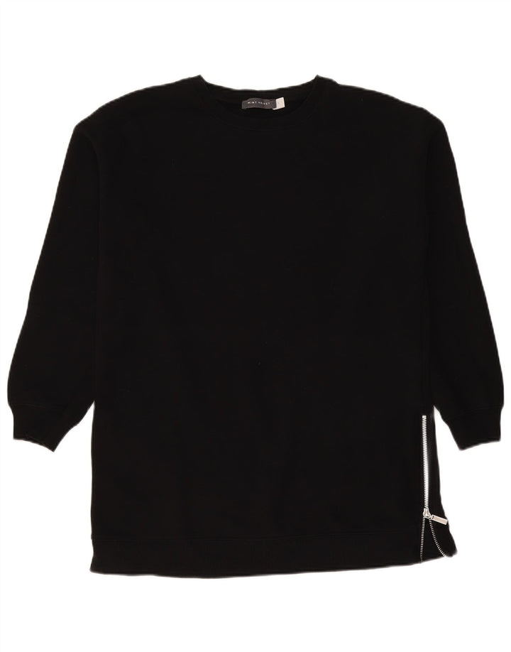 MINT VELVET Sweat-shirt long surdimensionné pour femme UK 10 Petit Noir