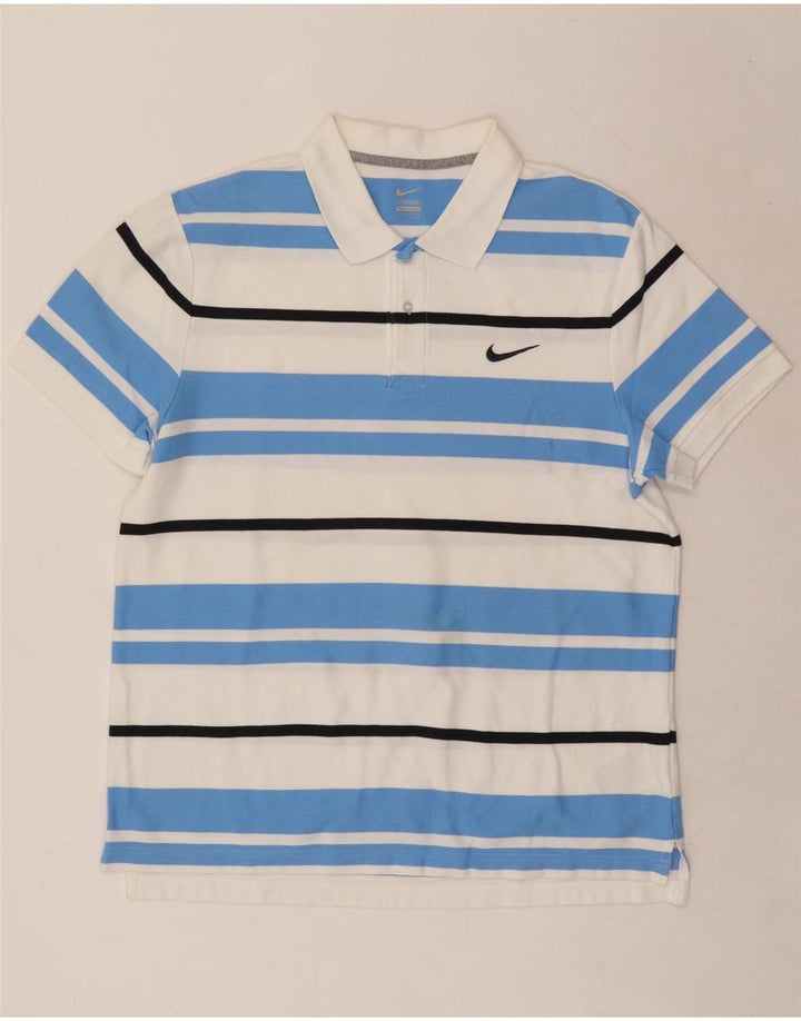 Nike Polo Homme Grand Coton Rayé Blanc