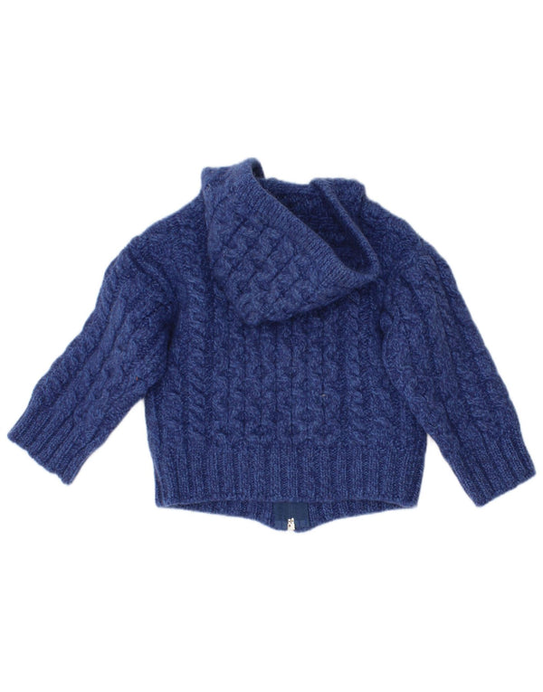 Aran Sweater Market Cardigan à capuche pour bébé garçon 3-6 mois en laine bleue