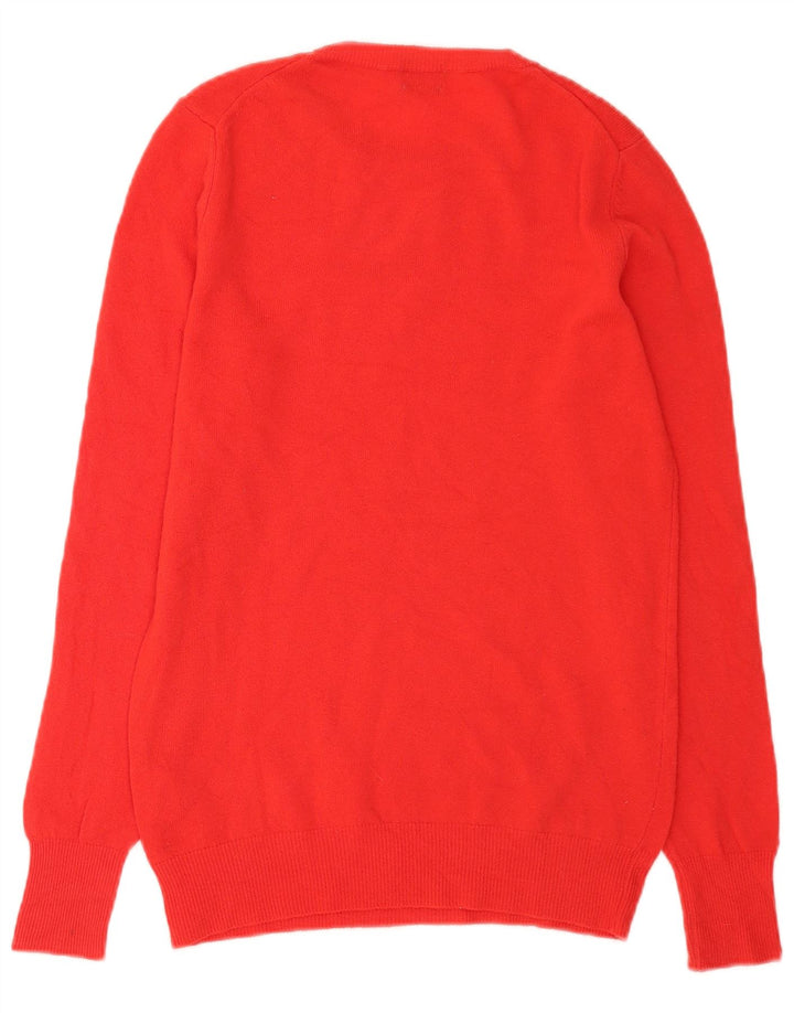 Benetton Pull à col rond pour femme UK 12 Laine vierge rouge moyen