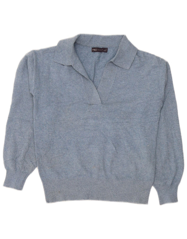 Marks & Spencer Pull surdimensionné à col polo pour femme UK 6 XS Bleu