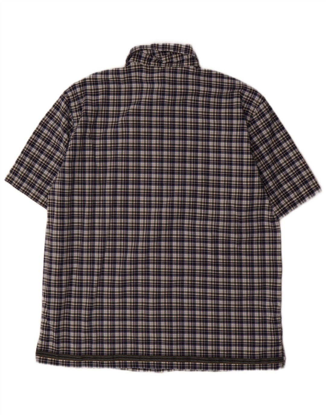 BENETTON Chemise à Manches Courtes Garçon 11-12 ans XL Bleu Marine à Carreaux Coton