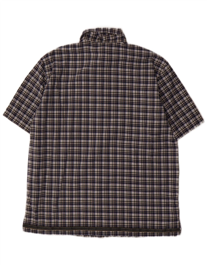 BENETTON Chemise à Manches Courtes Garçon 11-12 ans XL Bleu Marine à Carreaux Coton