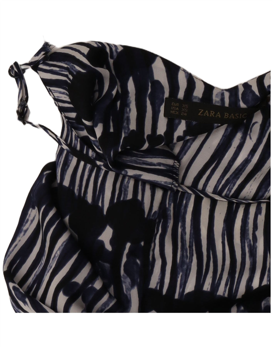 Zara Combishort sans manches à motif abstrait pour femme UK 6 XS Bleu marine