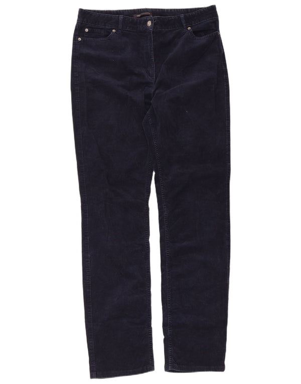 Marks & Spencer Pantalon en velours côtelé pour femme UK 14 Large W32 L31 Bleu marine