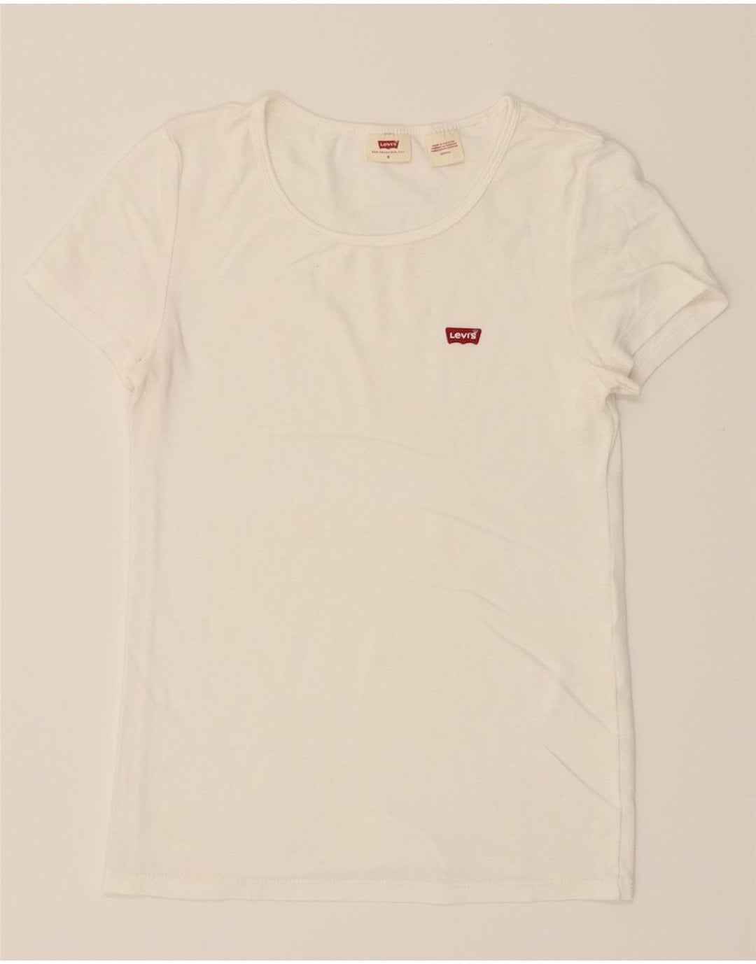 LEVI'S Womens T-Shirt Top UK 10 Small White Vintage Levi's and Second-Hand Levi's from Messina Hembry 