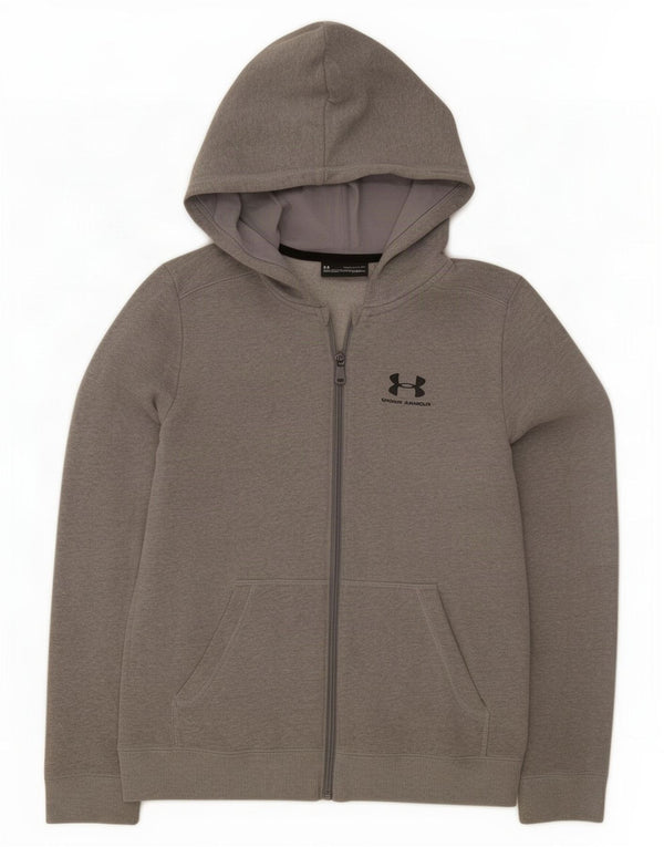 Under Armour Sweat à capuche zippé pour garçon 13-14 ans XL Gris Coton