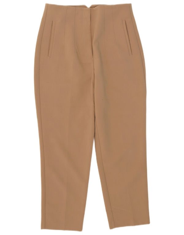 Zara Womens High Waist Tapered Suit Trousers Large W30 L26 Beige Polyester