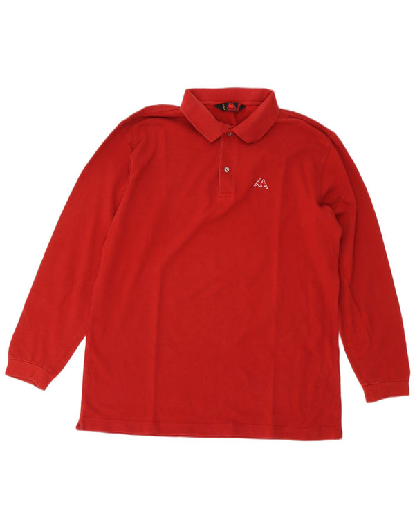 Kappa Polo à manches longues pour homme en coton rouge Large
