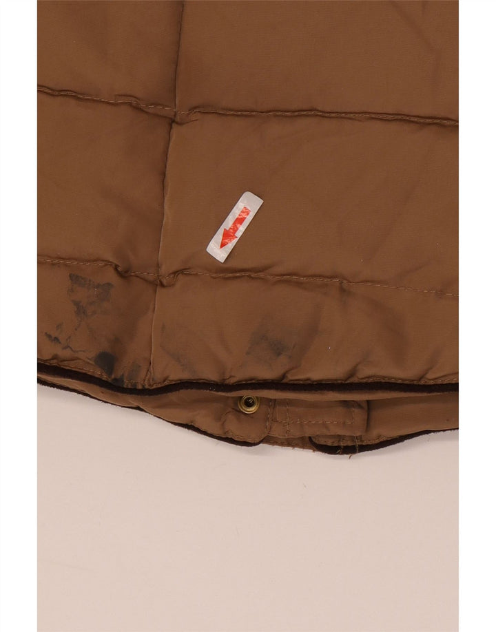 Zara Veste matelassée à capuche pour femme UK 14 Large Marron Polyester