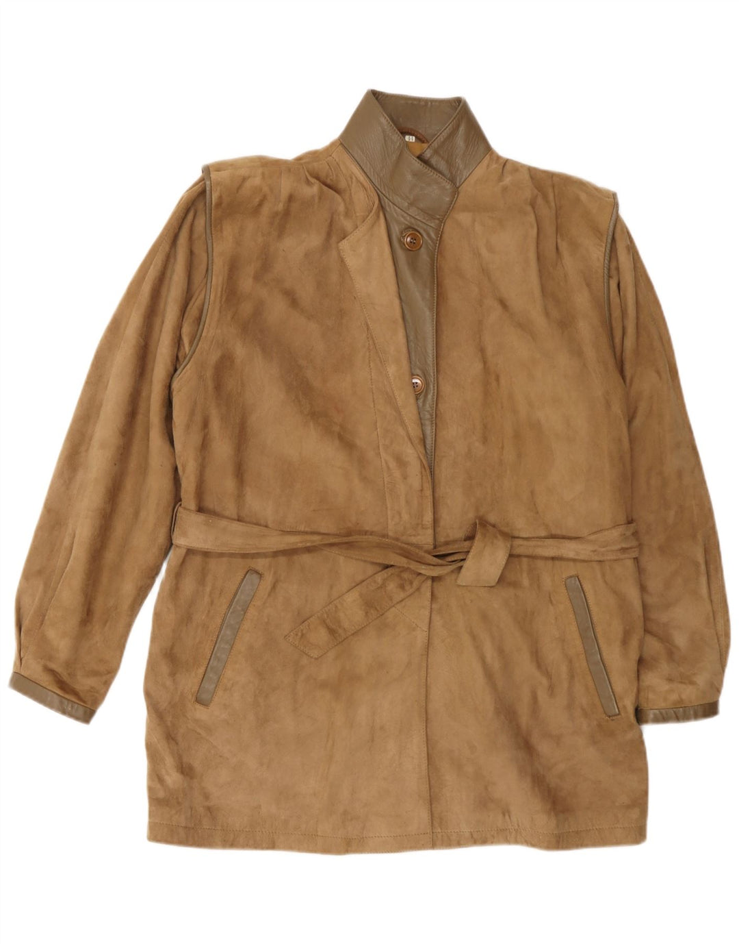 veste en daim surdimensionnée vintage pour femme IT 44 Cuir brun moyen