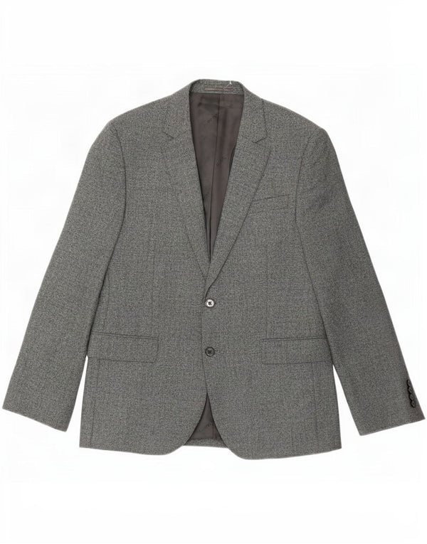 Jaeger Veste Blazer 2 Boutons Homme UK 40 Grande Laine Grise