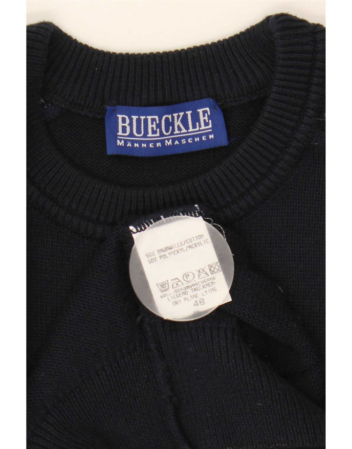 Bueckle Pull à col rond pour homme IT 48 Bleu marine moyen géométrique