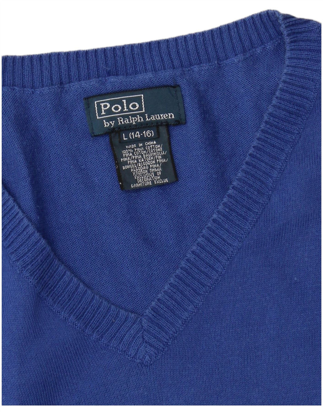 POLO RALPH LAUREN Débardeur Gilet Garçon 14-15 ans Grand Bleu Coton