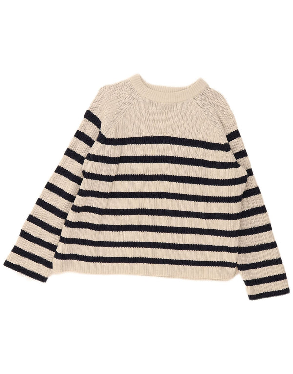 Marks & Spencer Pull col bateau pour femme UK 18 XL Blanc cassé rayé