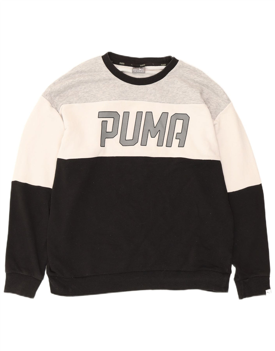 PUMA Sweat-shirt graphique pour femme UK 14 Large Noir Colourblock