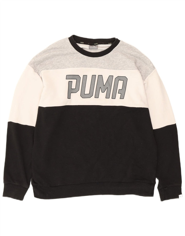 PUMA Sweat-shirt graphique pour femme UK 14 Large Noir Colourblock