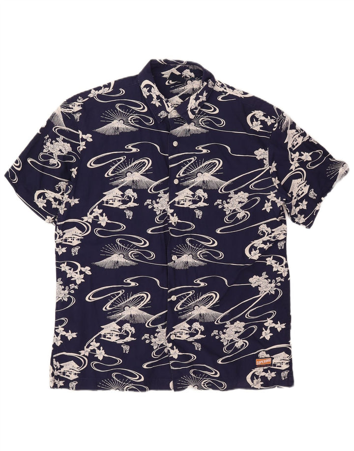 Superdry Chemise Graphique à Manches Courtes Homme Bleu Marine Moyen Coton
