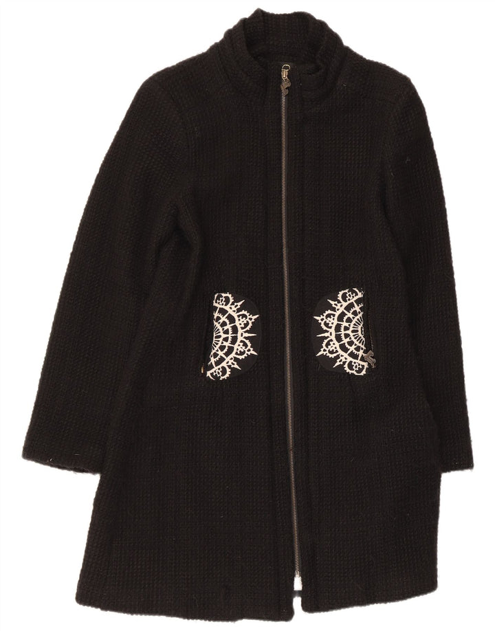 Desigual Manteau Femme EU 42 Grand Noir Paisley Acrylique