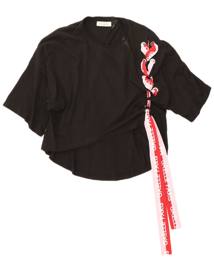 Gaelle Haut chemisier surdimensionné graphique pour femme US 0 2XS Coton noir